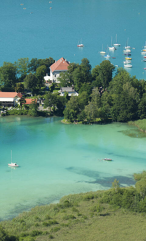 Wörthersee mit Blick auf Maria Loretto