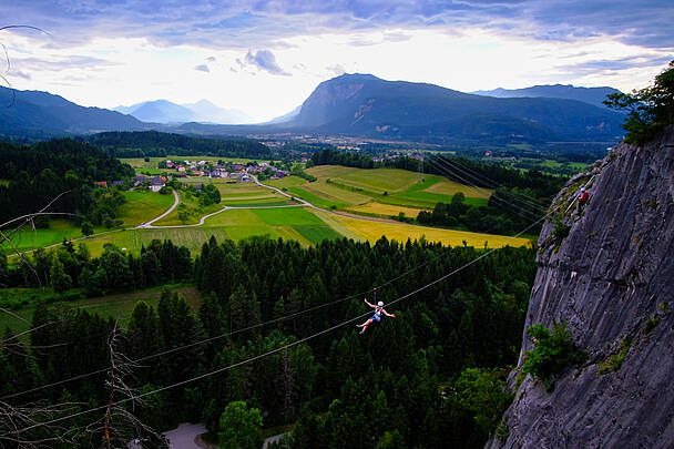 Am Magic Mountain Trail Kanzianiberg mit Highlife Flying Fox